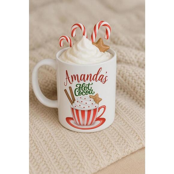 Christmas Kids Cocoa Mug, Holiday Hot Chocolate Cup, Children's Xmas Mug - Picture 1 of 9